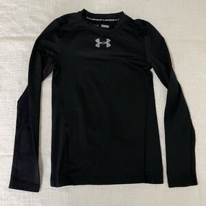 Under Armour Shirt Boys Youth M Medium Fleece Lined Fitted Coldgear Long Sleeve